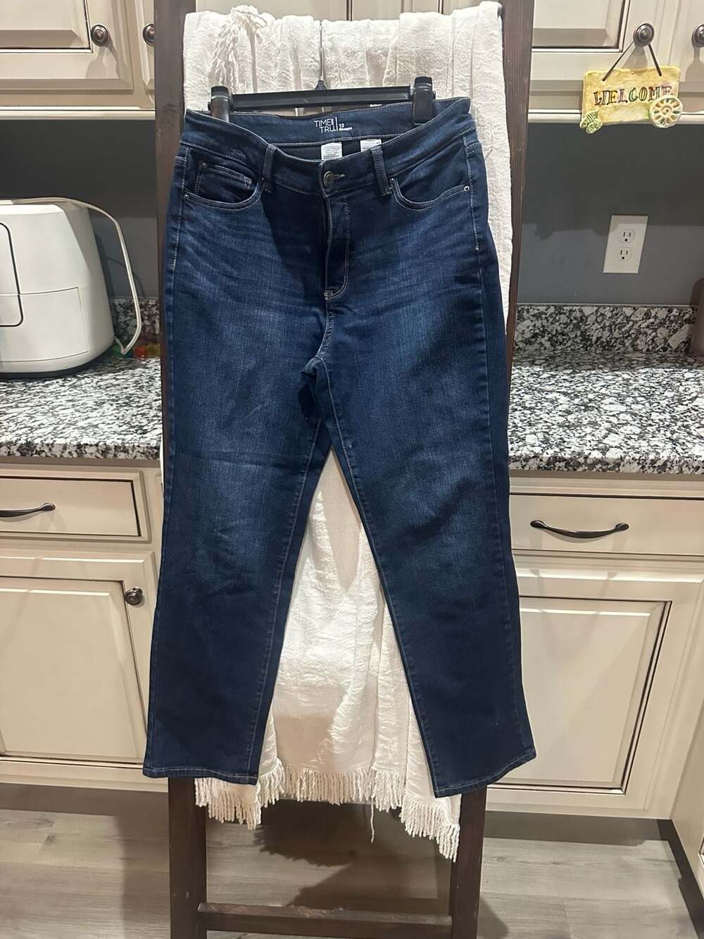 Time and Tru Straight Jeans Size 12 Dark Wash Stretch